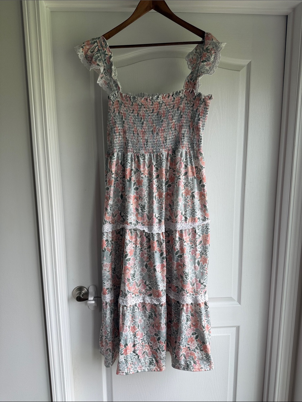 Abby & Evie Floral Smocked Sundress in Pink and Sage